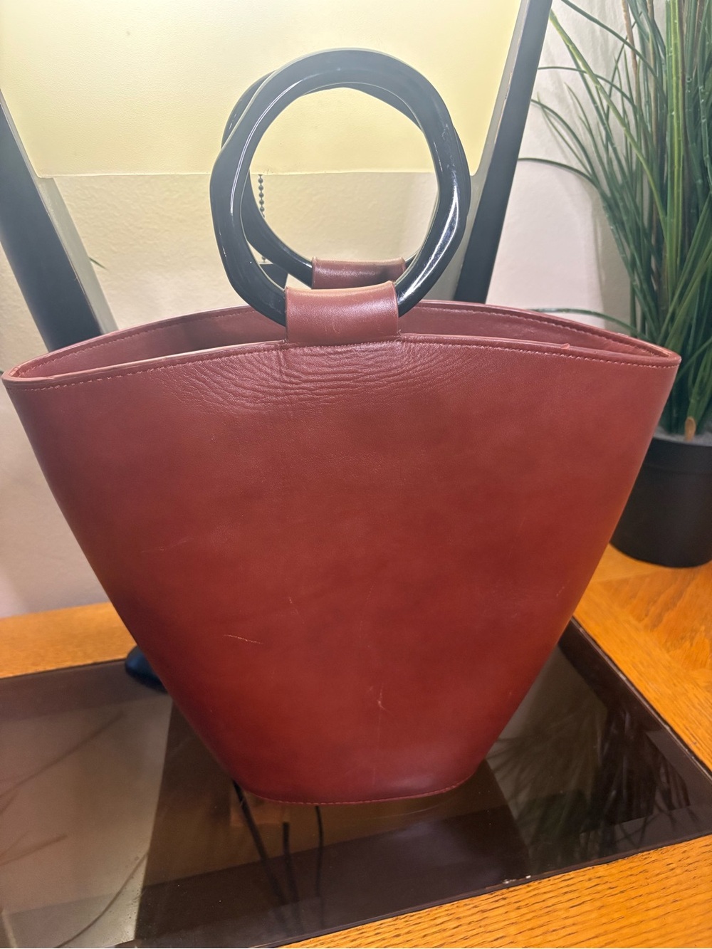 STAUD brown leather handbag
